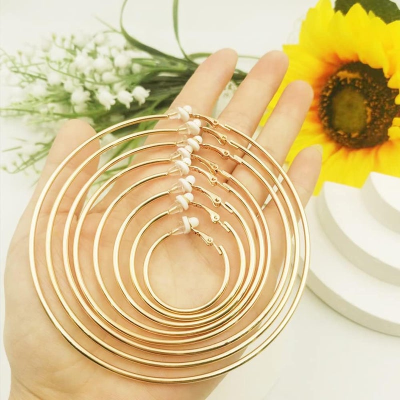 CSIYANJRY99 Gold Clip On Hoop Earrings Non Piercing Nightclub DJ Big Hoop Earrings for Women - Image 5